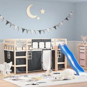 vidaXL Cortinas para cama elevada poliéster branco e preto