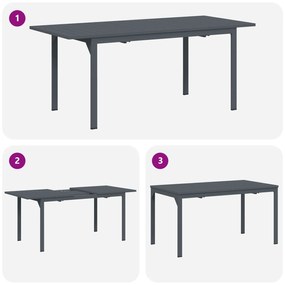 Conjunto de Jantar de 7 Peças em Aço Preto e Rattan Sintético