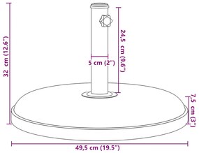 Base de guarda-sol para postes de Ø32/35/38 mm 25 kg redondo