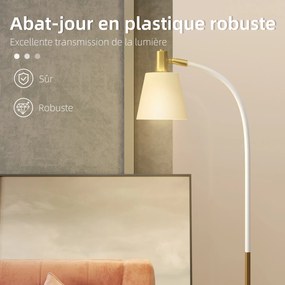 Candeeiro de sala com altura regulável entre 127 e 160 cm, com interruptor, casquilho E27, branco