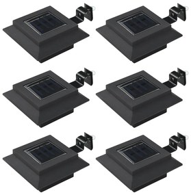 vidaXL Candeeiro de exterior solar LED 6 pcs preto quadrado 12 cm