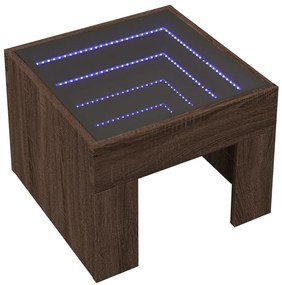 Mesa de cabeceira c/ LED Infinity 40x40x30 cm carvalho castanho