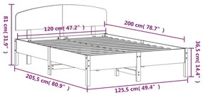 Cama sem colchão 120x200 cm madeira de pinho maciça branco