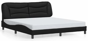 Estrutura de cama c/ luzes LED 180x200cm couro artificial preto