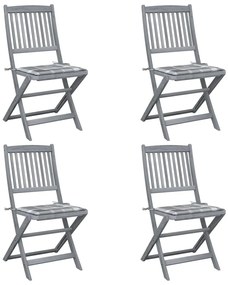 vidaXL Cadeiras exterior dobráveis c/ almofadões 4 pcs acácia maciça