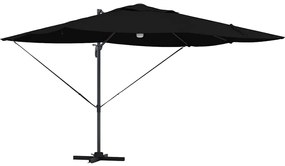 Guarda-Sol Cantilever Roma com LEDs em preto, 352x251x265 cm, feito de
