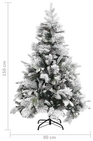 Árvore de Natal c/ flocos de neve e pinhas 150 cm PVC e PE