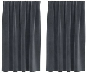 Cortinas Blackout vidaXL com fita superior 2 pcs Veludo Cinza Claro