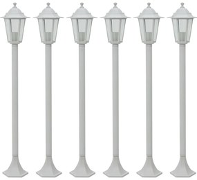 Candeeiros de pé para jardim 6 pcs E27 110 cm alumínio branco