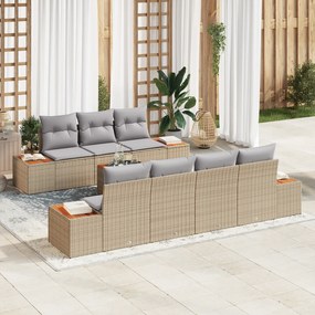Conjunto de Sofá para Jardim vidaXL com Almofadas Bege Rattan Acácia