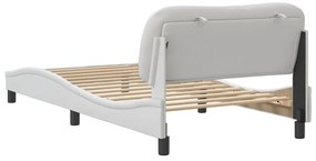 Estrutura cama c/ cabeceira 100x200 cm couro artificial branco