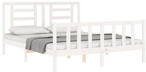 Cama sem colchão 160x200 cm madeira de pinho maciça branco