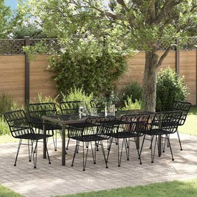 vidaXL Conjunto de Jantar para Jardim 9 pcs Preto Rattan Sintético