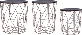 vidaXL Mesas de centro 3 pcs cobre