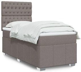 Cama com molas/colchão 100x200 cm tecido cinza-acastanhado