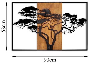 Acessório Decorativo de Parede Acácia – Nogueira e Preto – 90 x 58 cm