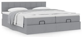 Estrutura de cama otomana com colchões tecido cinzento claro
