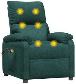 Poltrona de massagens elétrica tecido verde-escuro