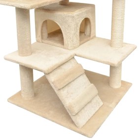 Árvore para gatos c/ postes arranhadores sisal 125 cm bege