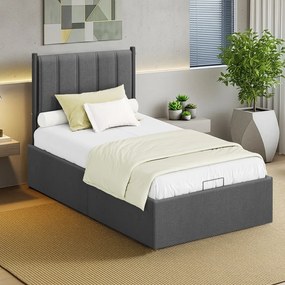 Estrutura da cama, 90 x 200 cm, com base de ripas rebatível (COLCHÃO NÃO INCLUIDO) cinzenta