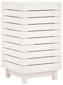 Cesto de roupa suja 44x44x76 cm madeira de pinho maciça branco