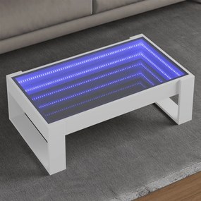vidaXL Mesa de centro luzes LED Infinity 90x53x30 cm branco