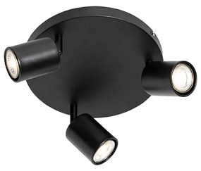 Candeeiro de teto moderno preto ajustável redondo 3 luzes - Java Moderno