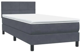 Cama com molas/colchão cinza-escuro 80x220 cm veludo