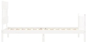 Cama sem colchão 90x200 cm madeira de pinho maciça branco