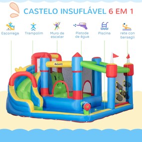 Outsunny Castelo Insuflável Infantil com Escorrega Castelo Insuflável