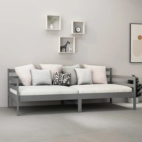 Sofá-cama 90x200 cm madeira de pinho maciça cinzento
