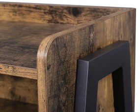 Mesa de cabeçeira ou mesa de apoio de estilo industrial com compartimento grande 42 x 52 x 35 cm Castanho Vintage-preto