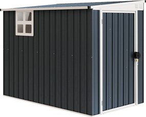 Outsunny Abrigo de armazenamento para jardim, abrigo para ferramentas de jardim, janela, aberturas de ventilação, trancável, aço, cinza escuro | Aosom Portugal