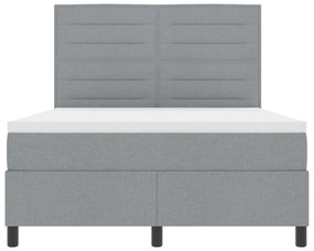 Cama Box Spring com Colchão Cinza Claro 140x200 cm Tecido