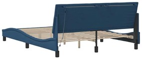 Estrutura de cama sem colchão 160x200 cm tecido azul