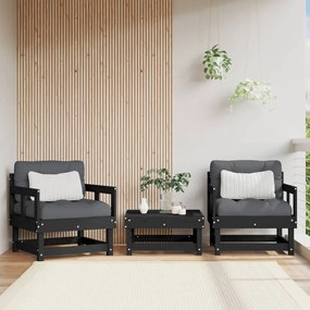 Cadeiras de jardim 2 pcs madeira de pinho maciça preto