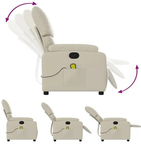 Poltrona de massagens reclinável couro artificial cor creme