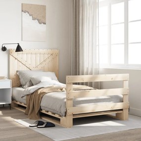 vidaXL Estrutura de cama com cabeceira 100x200cm pinho maciço