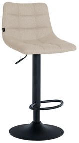 Banco de bar Jerry em tecido com estrutura preta 87-108,5 x 43 x 46,5 cm Creme
