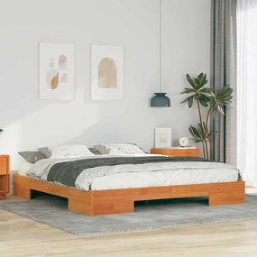 vidaXL Estrutura de cama de chão Castanho Madeira de pinho maciça