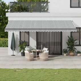 Toldo retrátil automático com LEDs 600x350 cm antracite/branco