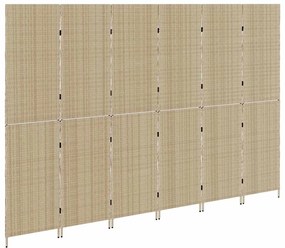 Divisória 6 Painéis Dobrável Bege 294x180 cm Polyrattan