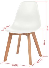 Cadeiras de jantar 2 pcs plástico branco