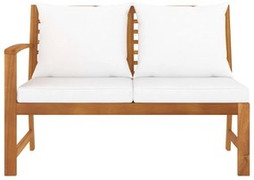 Banco de jardim 114,5 cm com almofadão cor creme acácia maciça
