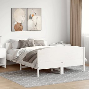 Cama sem colchão 140x200 cm madeira de pinho maciça branco