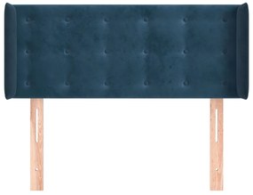 Cabeceira de cama c/ abas veludo 103x16x78/88cm azul-escuro