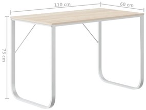 Secretária computador 110x60x73cm contraplacado branco/carvalho