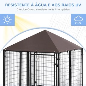 PawHut Parque para Animais de Estimação com Teto 141x141x153cm Canil p