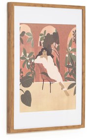 Kave Home - Quadro Kalila mulher num pátio multicolor 50 x 70 cm