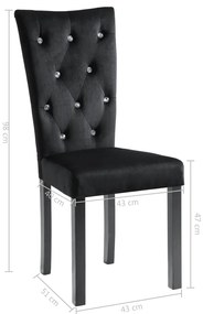 Cadeiras de jantar 4 pcs veludo preto